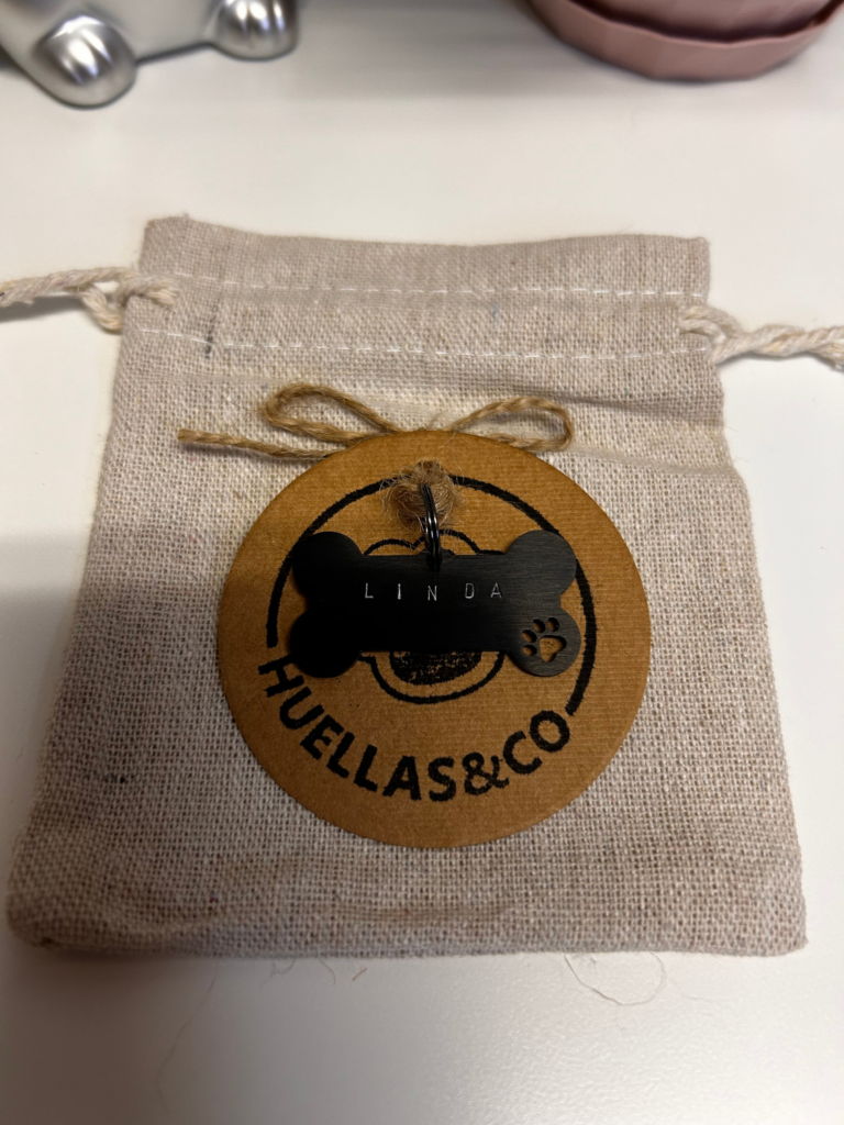 Chapa identifiacion perro Hueso Negro Mate